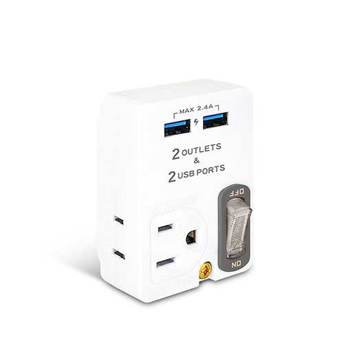 實用牌 Practical  S023 2USB充電孔(2.4A 急速充電)+2插節能分接器(3P+2P)
